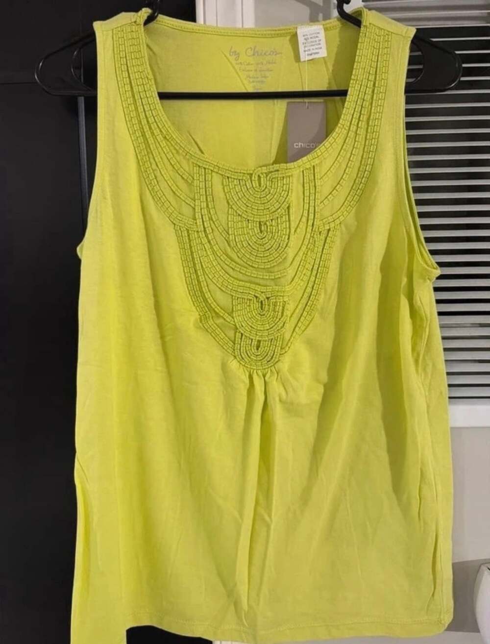 by Chico's Yellow Embroidered Tank Top Size 0